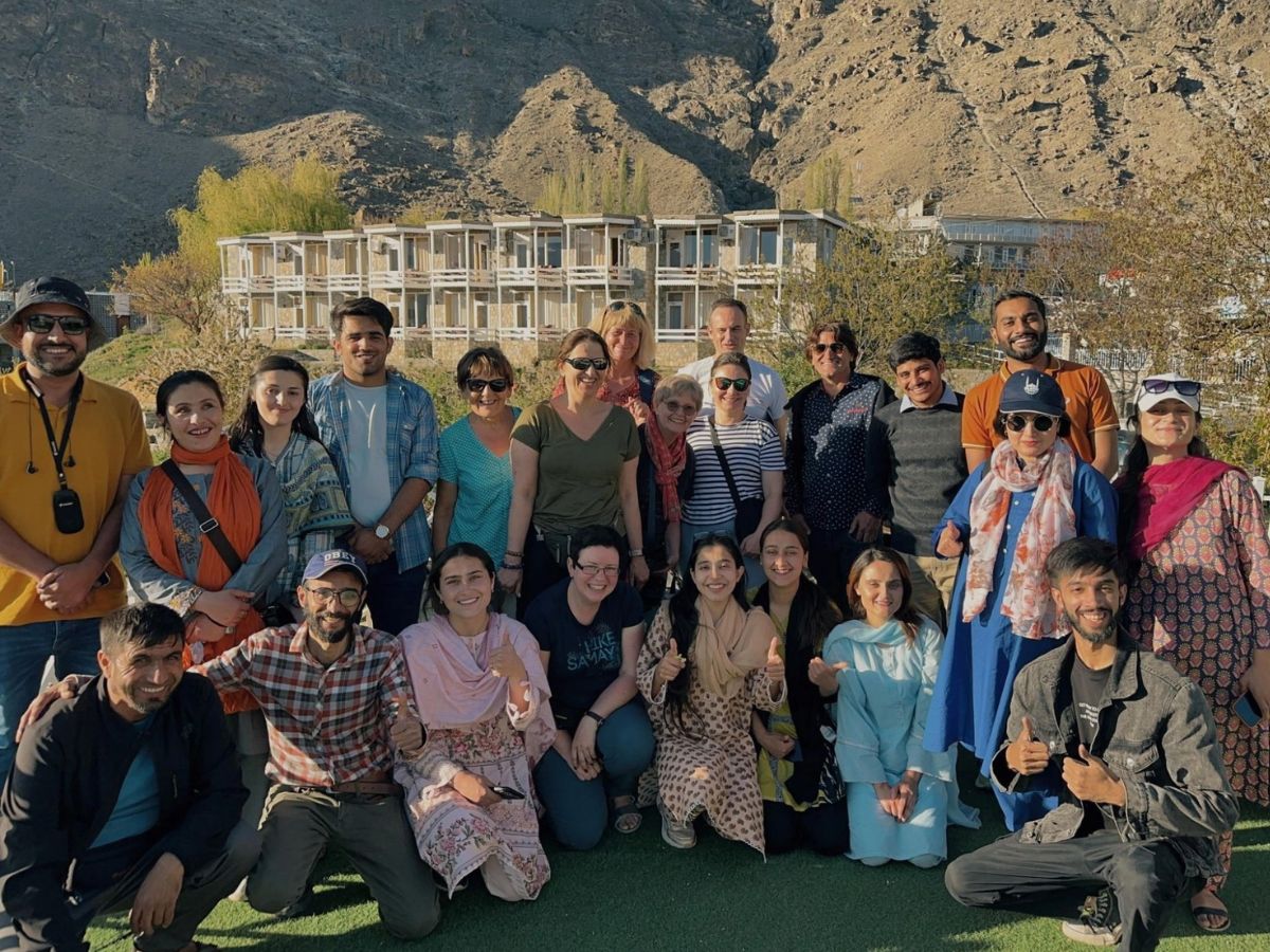 Young Pakistanis learning in the mountains
